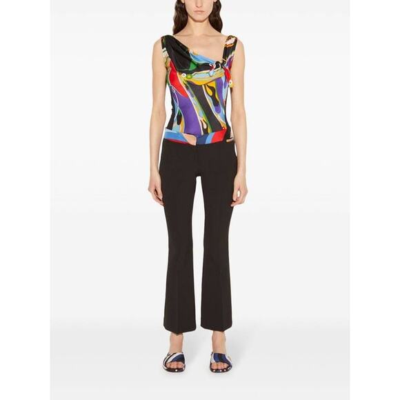 Pucci Cady Trouser in Black with Abstract Print Trim It 38 US 2 - Picture 1 of 5